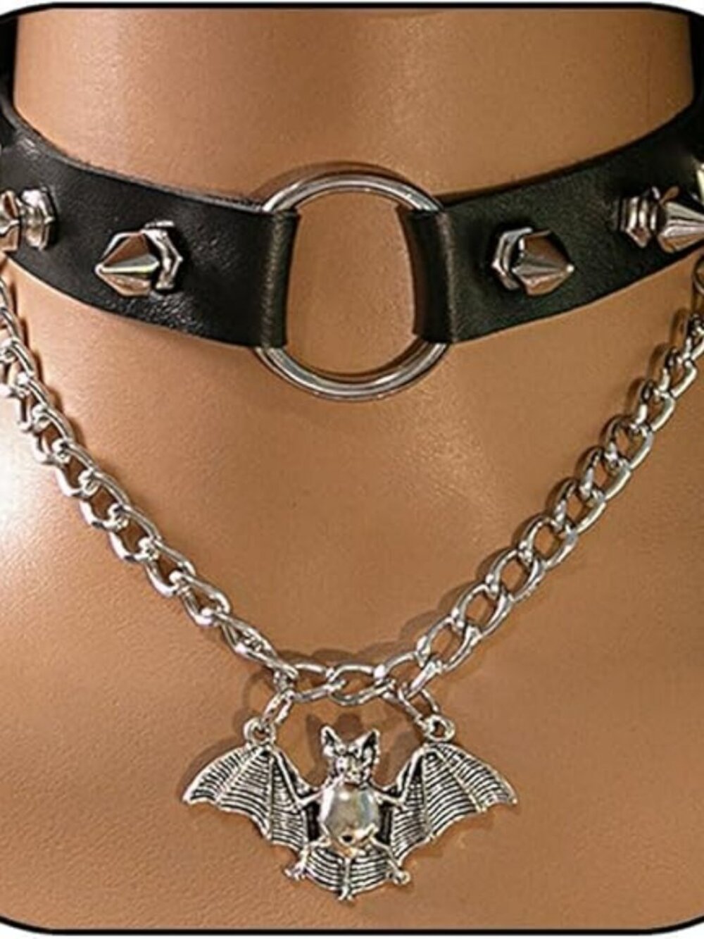 NEW Gothic Leather‎ Skull Choker Necklace Punk Goth Bat Pendant Jewelry Unisex
